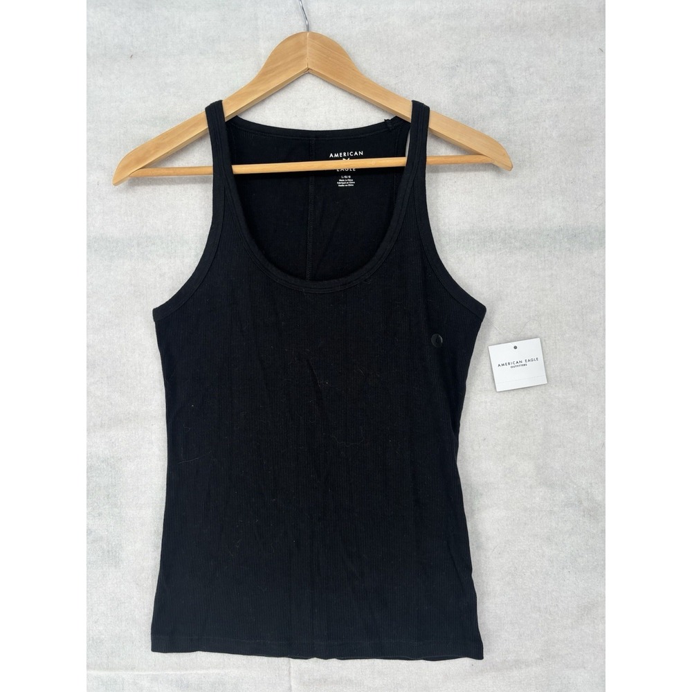 American Eagle Soft Sexy Rib Tank Top Womens Large Black Casual NEW NWT